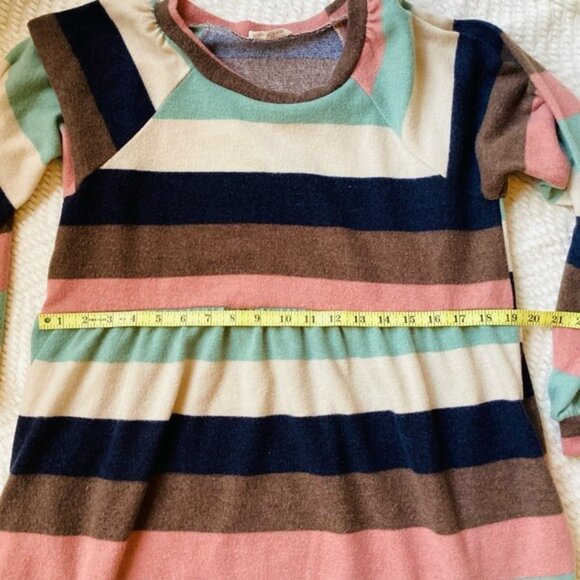 Multicolor Striped Fleece Long Sleeve Casual Dress By GeeGee Soft & Cozy Size S - Picture 6 of 8
